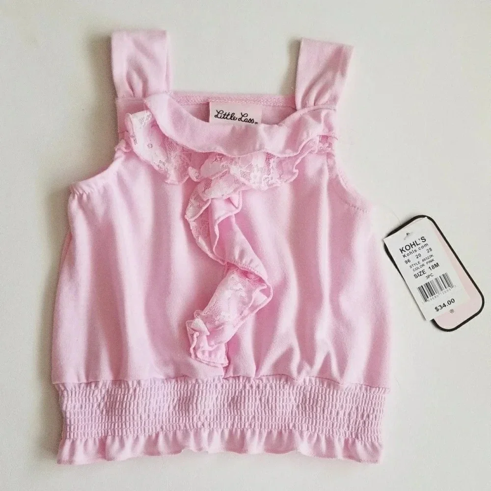 Little Lass Girls Lace Ruffle Top Shirt 18 Mos